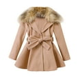 thumbnail image 1 of Gibobby Abrigos de invierno para bebés y niñasRopa de chaqueta de abrigo polar cálido de manga larga de invierno para niñas pequeñas con cinturón al libr(Caqui, 7-8 Años), 1 of 5