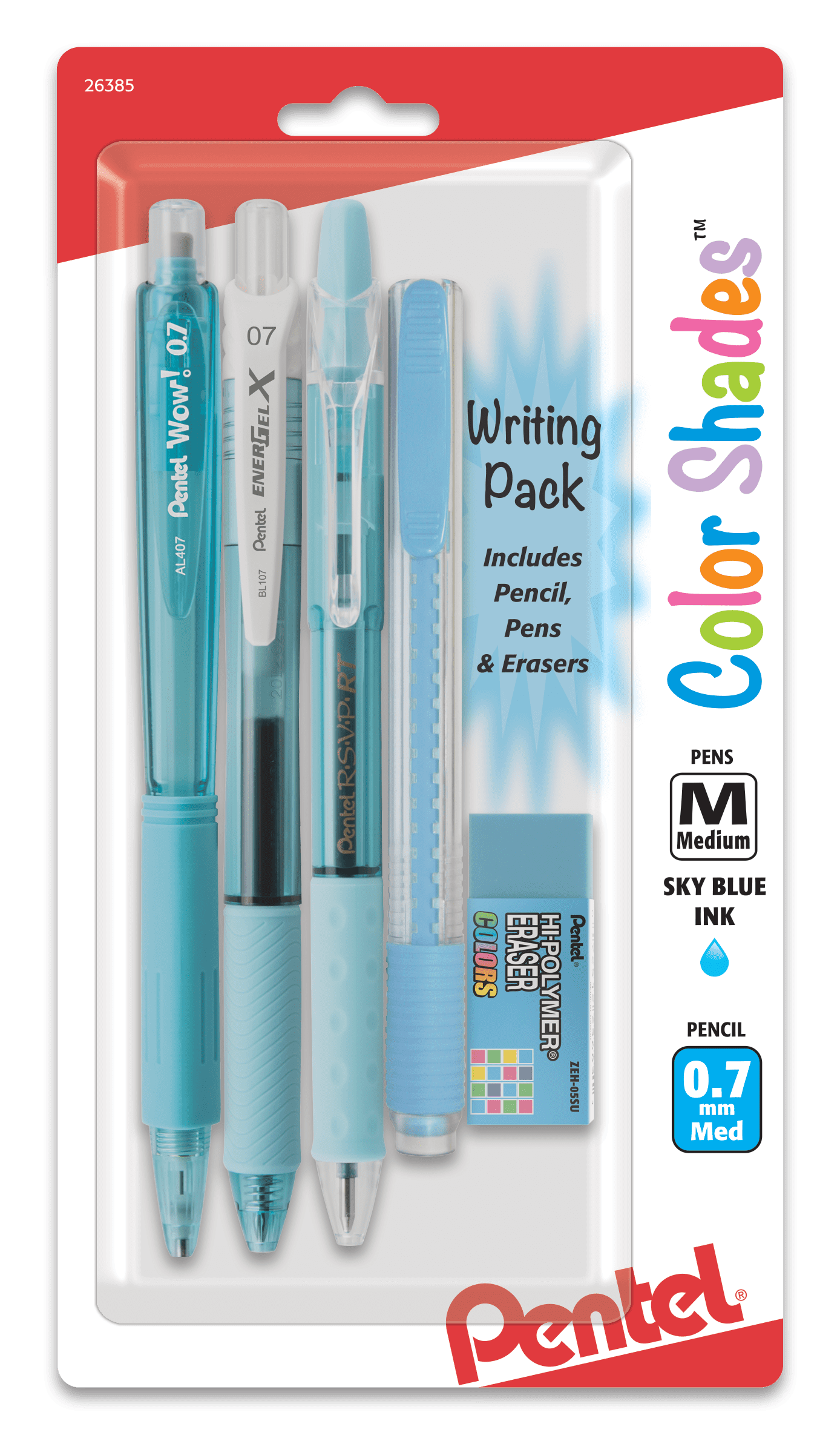 Pentel Color Shades Ultimate Writing Pack, 0.7 mm, Sky Blue Barrels and Ink