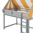 thumbnail image 7 of Bellemave Twin Size Low Loft Bed with Canopy,House Shaped Loft Bed with LED Lights & Bookshelves,Junior Loft Bed with Tent & Storage Shelves, No Box Spring Needed（Gray）, 7 of 7
