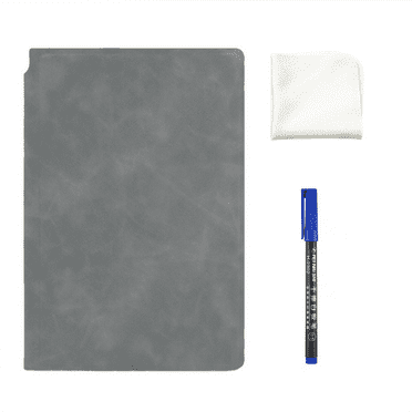 CCOCC Notebook Portable A5 Dry Erase Notebook Double Sided Convenient Writing Surface Reusable Whiteboard Notebook with Wipe and Dry-erase Marker Gray 5.8*9.2"