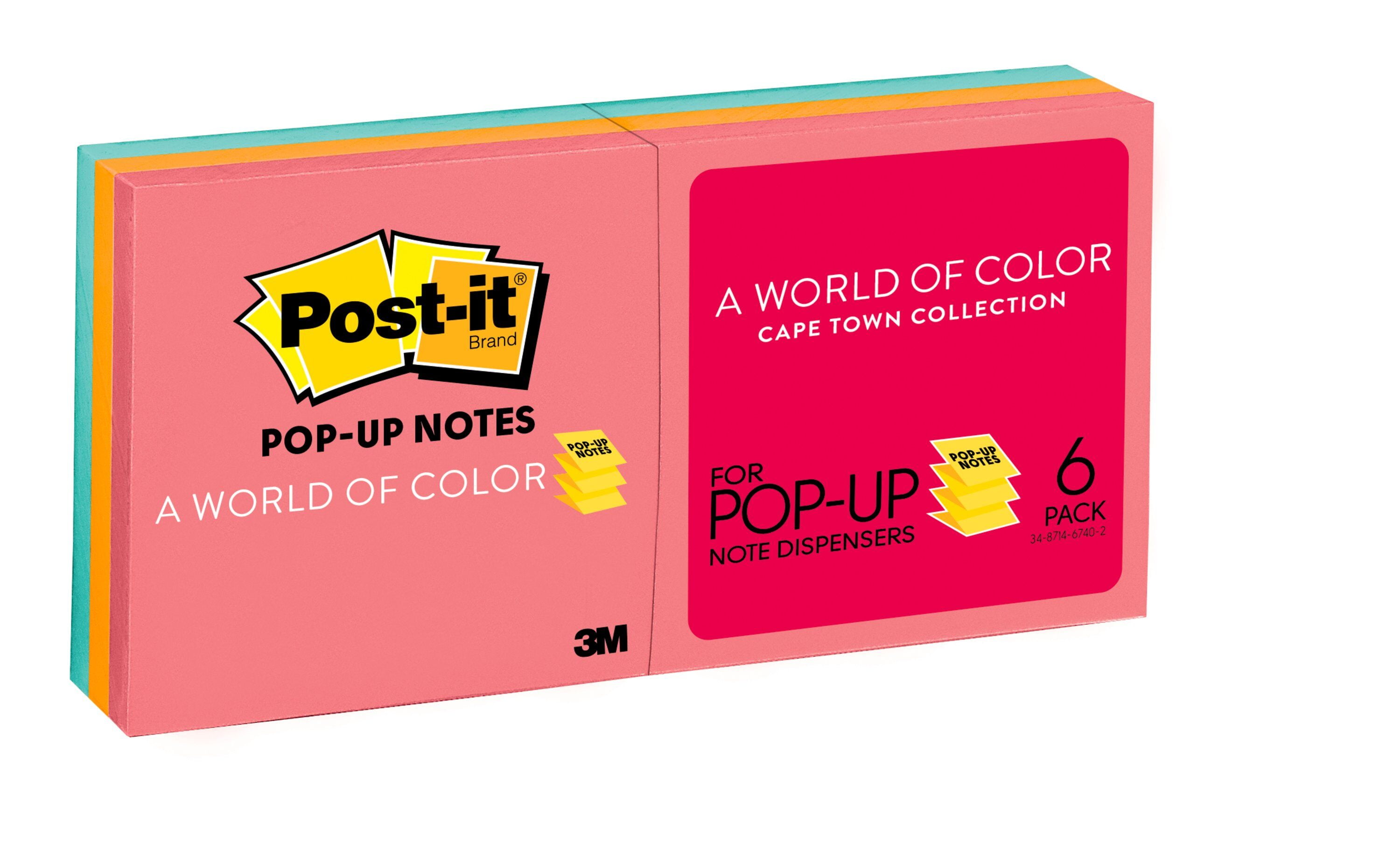 Postit Popup Notes, 3" x 3", Cape Town Collection, 6 Pads