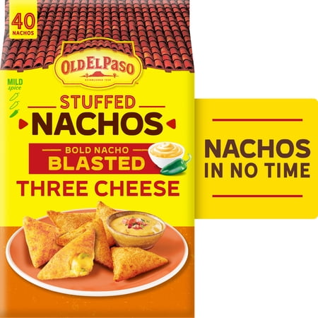 Old El Paso Stuffed Nachos, Bold Nacho Blasted Three Cheese, Frozen Snacks, 40 Count, 17 oz