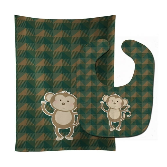 Monkey Baby Bib and Burp Cloth
