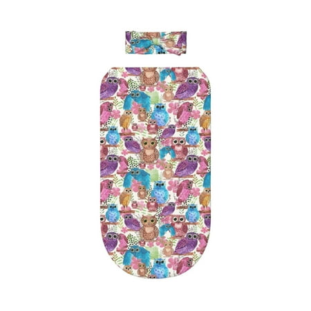 

Lafuoo Watercolor Owl Pattern 0-6 Months Newborn Swaddle Bag Headband Set for Girls Clothes Baby Care Products
