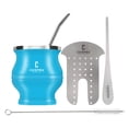 thumbnail image 1 of Cuopru Yerba Mate - Juego de tazas y bombillas - El juego Yerba Mate incluye un moderno juego de moldeador Yerba Mate Cup, foco Mate (pajitas) y un cepillo para polvo de limpieza (azul), 1 of 6