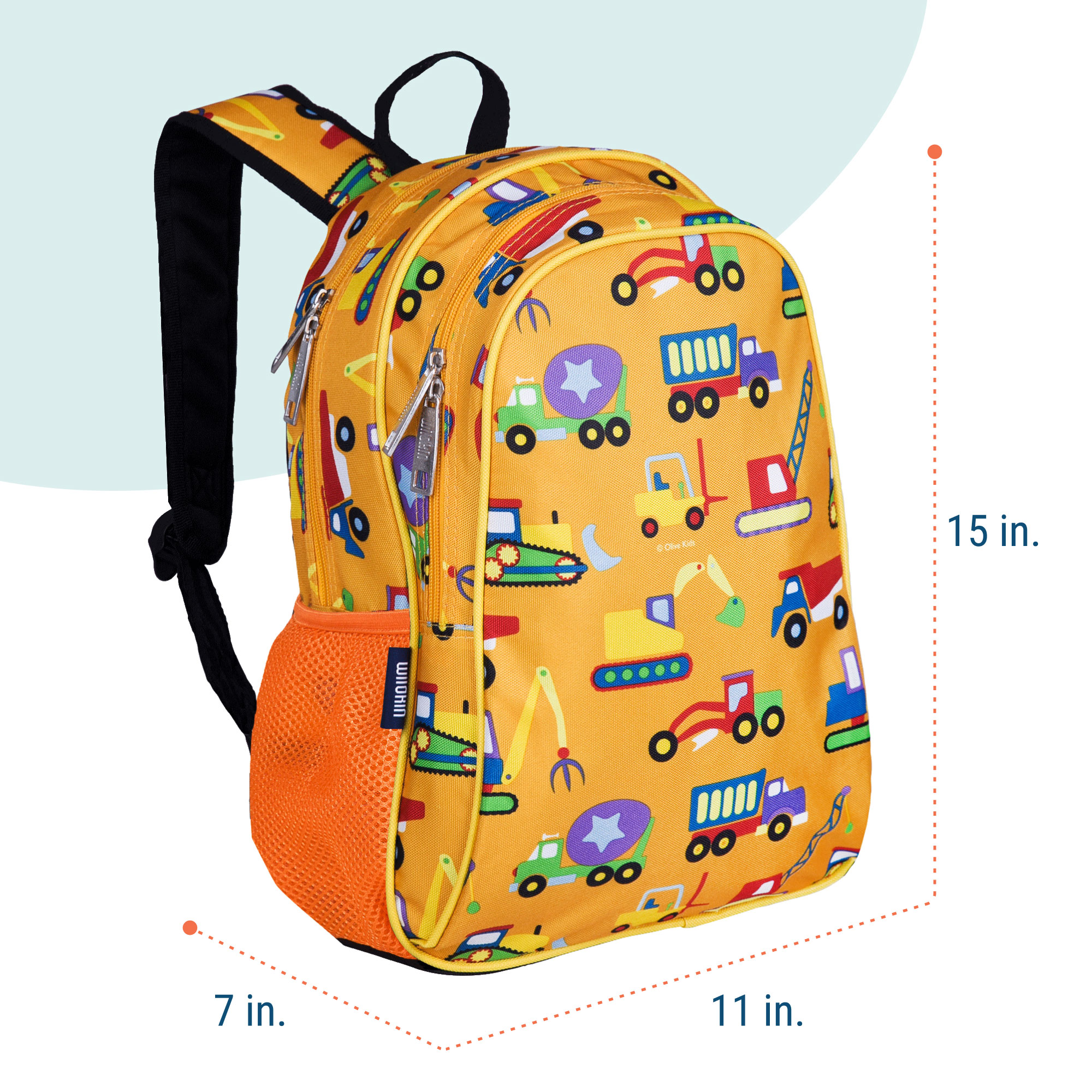 Mochila escolar y de viaje de 15 pulgadas para niños y niñas (amarillo construcción) 4