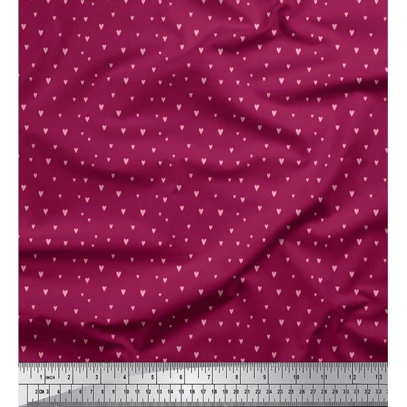 Soimoi Cotton Duck Fabric Heart Small Print Sewing Fabric Yard 42 Inch Wide
