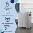 thumbnail image 5 of happimess Marco Rectangular 10.6-Gallon Double Bucket Trash Can with Soft-Close Lid, Gloss Gray, HPM1005I, 5 of 6