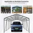 thumbnail image 3 of 12 x 32 FT Heavy Duty Metal Carport – Galvanized Steel Carports Canopy & Frame, All-Weather Portable Car Garage Shelter for Car, Pickup Truck, RV, Boat, and Outdoor Storage (Charcoal), 3 of 7