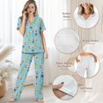 thumbnail image 4 of TSOVTHRID Cherry Blossom Butterfly Print Women's Pajama Sets Soft Short Sleeve Nightwear with Long Pants Button Down Two-Piece Sleepwear, M, 4 of 7