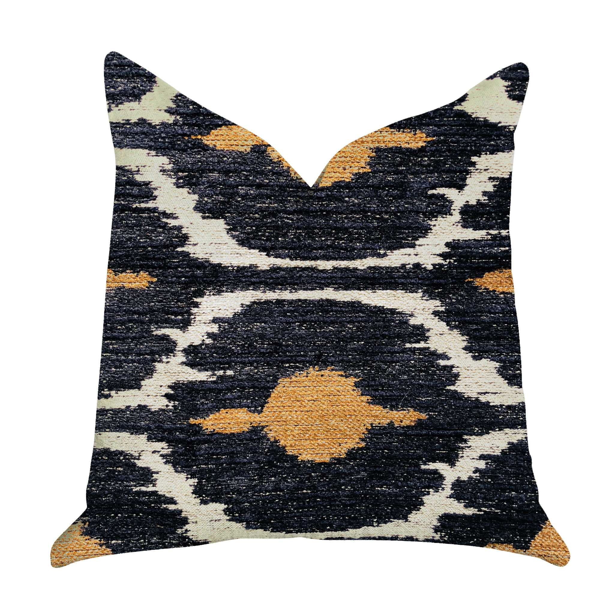 Blue and Orange Ikat Luxury Throw Pillow 16in x 16in