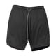 thumbnail image 2 of Pantalones cortos de entrenamiento 2 en 1 para hombre con bolsillos con forro de compresión Cordón Pantalones cortos deportivos Ropa deportiva Negro Hugo  Shorts deportivos para hombre, 2 of 10