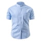 thumbnail image 1 of Blusa y camisa de manga corta con cuello alto para hombre, a rayas, de moda, informal, con bolsillos y botones, de poliéster, 1 of 7