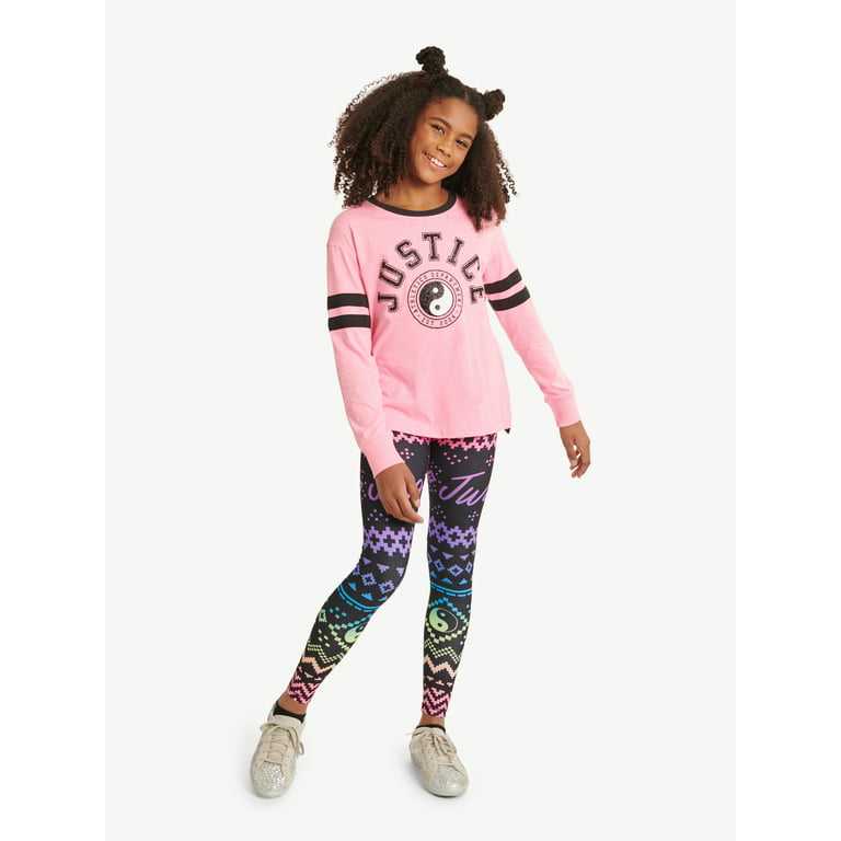 Justice Girls Holiday Graphic Long T-Shirt & Legging 2-Piece Outfit Sizes - Walmart.com