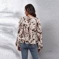 thumbnail image 2 of Lu's Chic Women's Long Sleeve Top Thin Pullovers V Neck Bishop Sleeve Babydoll Lightweight Polyester Pull Over Patterned10 Large, 2 of 4