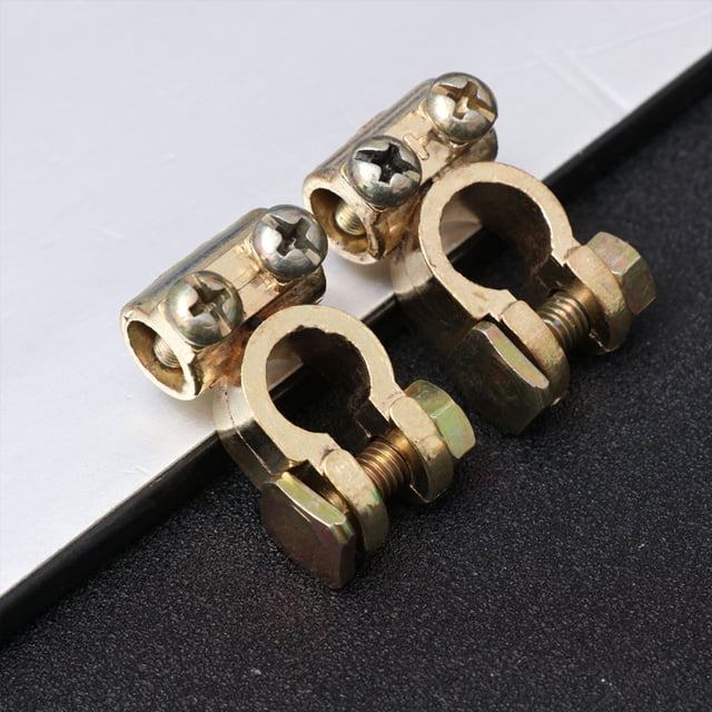 OULII 2Pcs Durable Battery Terminal Clamp Connector Alloy Golden for Automotive Maintenance