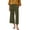 Army Green, variant on Qiopertar Linen Pants for Women Casual Straight Leg Ankle-Length Trousers with Elastic Waist Spring Summer Solid Color Pocket Pants, White M
