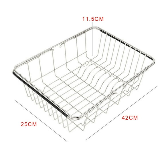 Maoww Expandable Dish Drying Rack Over The Sink Adjustable Arms Dish Drainer Pots Bowls Plates Holder Basket