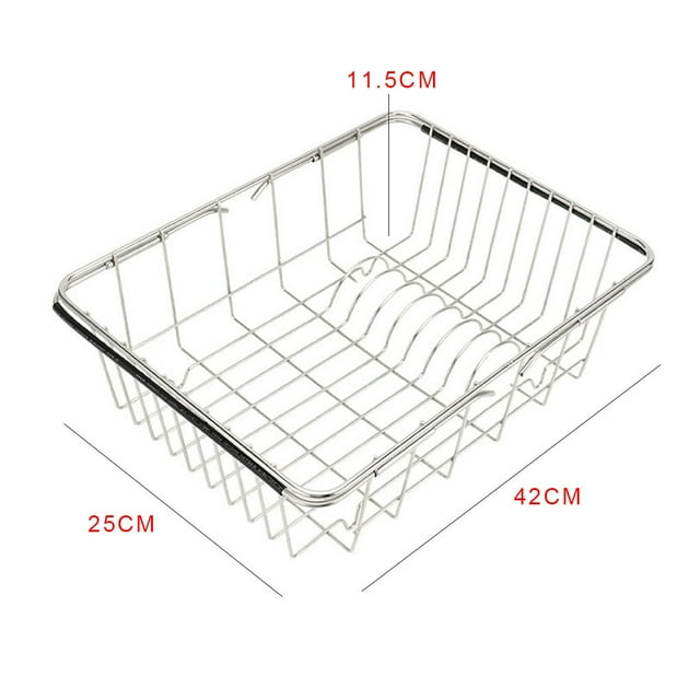 Maoww Expandable Dish Drying Rack Over The Sink Adjustable Arms Dish Drainer Pots Bowls Plates Holder Basket