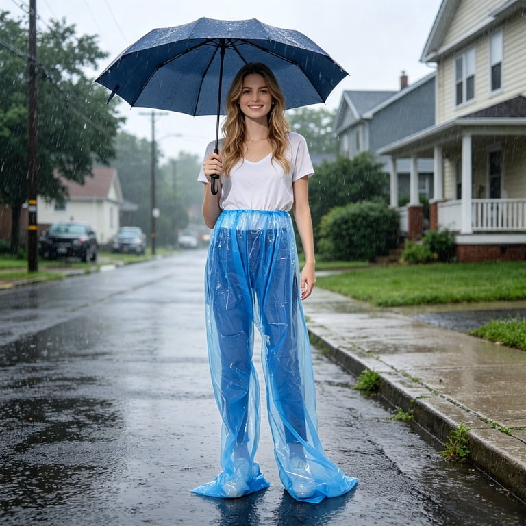 BBilaBu 5PCS Disposable Rain Pants, Waterproof Plastic Pants Clear
