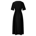 thumbnail image 5 of Zorckvet Womens Dressy Dresses with Pockets Long Fashion Short Sleeve Loose Dress for Ladies Round Neck, 5 of 6