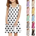 thumbnail image 1 of Girls Summer Sundress Sleeveless Polka Dot Casual Dress with Pockets Perfect for Summer Parties and Playtime ,Sie:100, 1 of 6