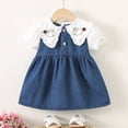 thumbnail image 4 of Amidoa Girls Summer Dresses Short Sleeve A-Line Solid Color Dresses Casual Kids Sundress Blue Size 18, 4 of 9