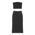 thumbnail image 5 of LMLYSoH Women Summer Outfits Solid Color Sleeveless Off-shoulder Bandeau and Elastic Long Skirt Set Clubwear, 5 of 9