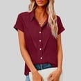 thumbnail image 2 of Button Down Shirts for Women Dress Cotton Short Sleeve Collared Blouse Work Business Casual Tops, 2 of 7