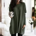 thumbnail image 4 of Arlun,Womens Oversized Crewneck T Shirts Solid Color Loose Fit Fall Casual Tops Ladies Long Sleeve Lightweight Breathable Tunic Tshirts with Pockets Green XXXXL, 4 of 5