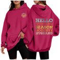 thumbnail image 2 of WEAIXIMIUNG Robe Sweat à Manches Courtes pour Femmes Col Rond Décontracté avec Poche Imprimé Lettres Anglaises, 2 of 5