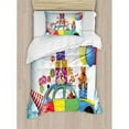 thumbnail image 3 of Birthday Duvet Cover Set Queen Size, Colorful Car with Presents Toys Holiday Lollipops Party Hat Balloons Celebration, Decorative 3 Piece Bedding Set with 2 Pillow Shams, Multicolor, by Ambesonne, 3 of 3
