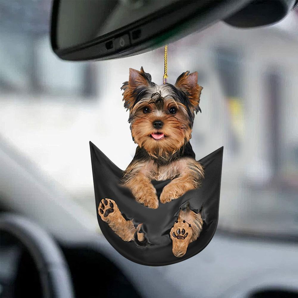 Cute brown dog for rear view mirror, car charm backpack keychain