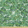 thumbnail image 2 of Ambesonne Palm Fabric by the Yard Microfiber, Abstract Monstera Leaves Art, 1 Yard, Forest Green and Dark Teal, 2 of 2
