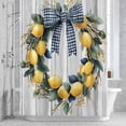 thumbnail image 3 of Farmhouse Style Shower Curtain for Bathroom Decor, Lemon Garland Bow Wood Grain Waterproof Fabric Shower Curtain, 36"x78" Set with 12 Hooks, 3 of 9