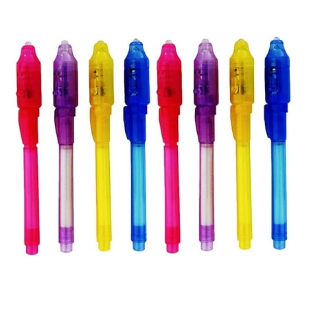 Dazzling Toys Invisible Ink Pen Built in UV Light Pack of 4 Magic Marker Spy Pen | Goody Bag Stuffer