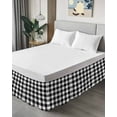 thumbnail image 4 of Black Plaid Bed Skirt Queen Size 16" Drop Black Gradient Line Check Geometric Ruffled Wrap Around Bed Skirts Adjustable Elastic Bedskirt Dust Ruffle for Queen Size Bed, 4 of 7