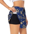 thumbnail image 3 of Lsque Anchors and Nautical Printed Women's Running Shorts with Liner Pockets,Elastic Quick Dry Workout Athletic Gym Yoga Shorts,Womens High Waist Shorts-Small, 3 of 9