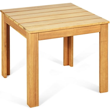 Gymax Patio Coffee Bistro Table Wooden Square Side End Table Indoor Outdoor Natural