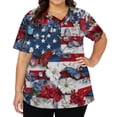 thumbnail image 3 of Iaqnaocc Patriotic Scrubs for Women 4th of July American Flag Butterfly Nurse Uniforms Fashion V-Neck Side Slits Scrub Tops July 4th Celebration Short Sleeve Nursing Scrubs with Pockets Navy 2XL, 3 of 5