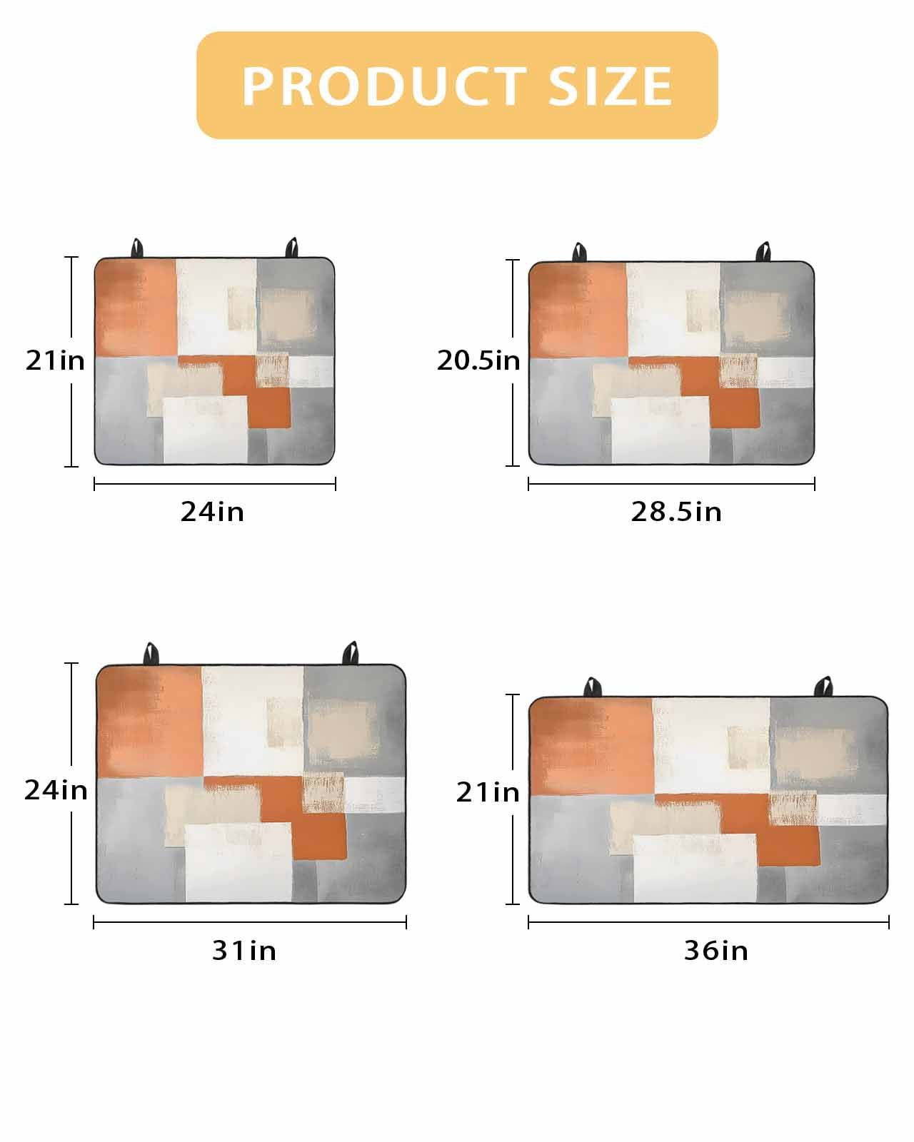 nqOlkjepod Large Induction Cooktop Protector Mat 24"x21", Abstract Orange Grey Stove Top Covers for Electric Stove, Vintage Simple Color Blocks Stove Burner Cover Mats, Glass Top Stove Cover