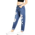 thumbnail image 4 of Machine Jeans Women's High Rise Straight Leg Distressed Jeans (Denim, 1), 4 of 4