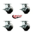 thumbnail image 2 of 6 Inch Phenolic Wheel Heavy Duty Top Plate Swivel Caster with Brakes Set of 4, 2 of 2
