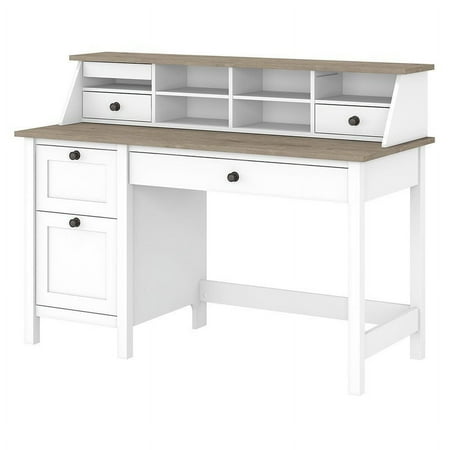 UPC: 0042976108090 | Mayfield 54W Desk w/ Drawers and Organizer in Shiplap Gray/White – Eng Wood