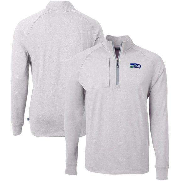 Men's Cutter & Buck Heather Gray Seattle Seahawks Big & Tall Adapt Eco Raglan Quarter-Zip Jacket