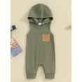 thumbnail image 2 of vera natura Baby Boys Summer Romper Casual Contrast Color Sleeveless Hooded Jumpsuit with Pocket  Clothes, 2 of 8