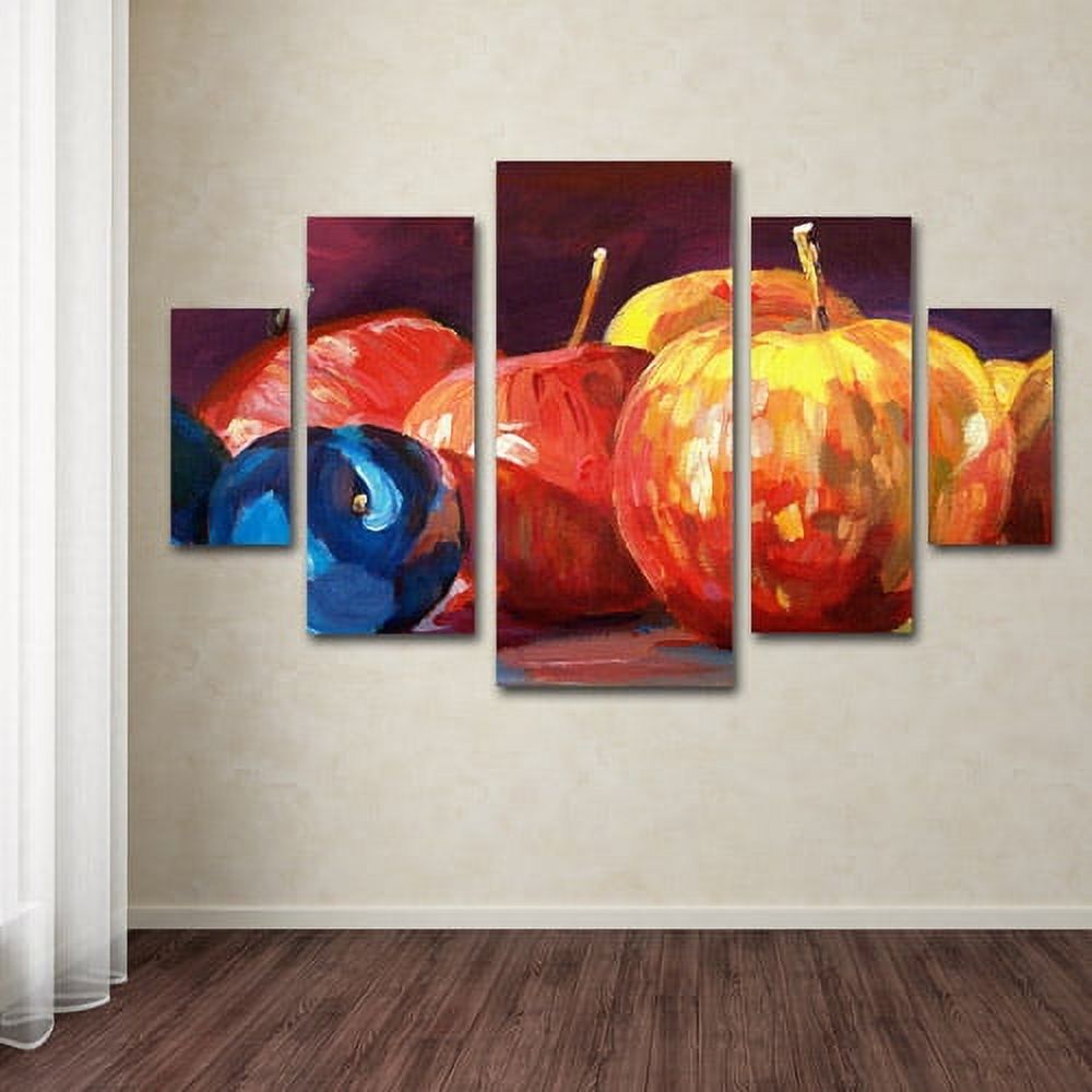 Trademark Fine Art "Ripe Plums and Apples" Canvas Art Set by David Lloyd Glover, 5pc Panel Set, 58" x 34"
