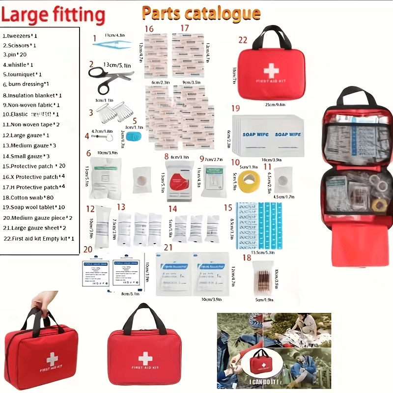 140-Piece All-Purpose First Aid Kit, Portable Emergency Medical Kit For Home, Car, Office,School, Travel, Outdoor Camping & Hiking Survival Supplies