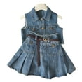 thumbnail image 2 of FJUCHAI Toddler Girls Denim Vest Jacket +Ruffled Jeans Skirt 2-Piece Set Playtime Casual Wear Lightweight for 3-10Y, 2 of 10