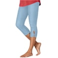 thumbnail image 2 of LIIPEE Womens Pants Casual Solid Color Cropped Slim-Leg Pull-On Chinos Ladies High Seamless Waistband Breathable Soft Daily Comfortable Cutout Denim Pants,L, 2 of 7